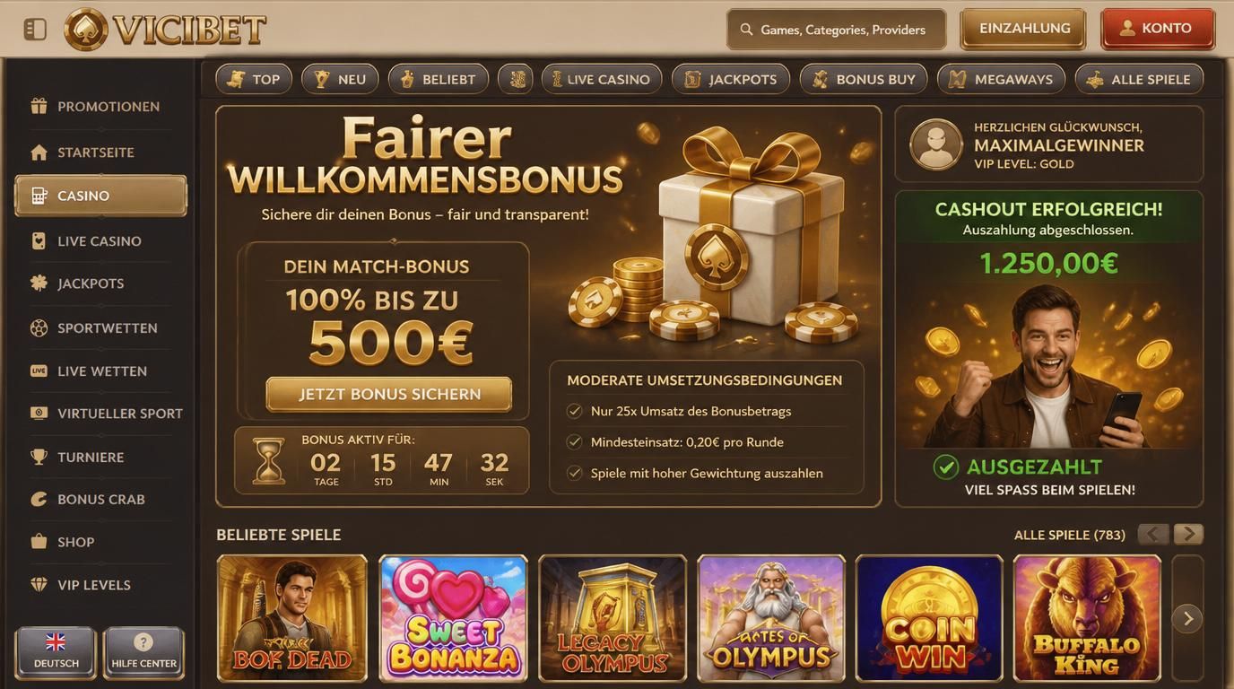  Darstellung eines attraktiven Willkommensbonus mit fairen Bedingungen 
